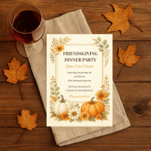Inbjudan till Friendsgiving och matchande menykort