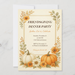 Inbjudan till Friendsgiving och matchande menykort