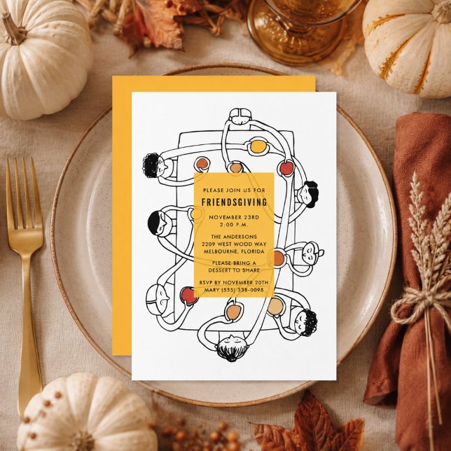 Inbjudan till Friendsgiving tackfest middag (Friendsgiving Thanksgiving Dinner Invitation)