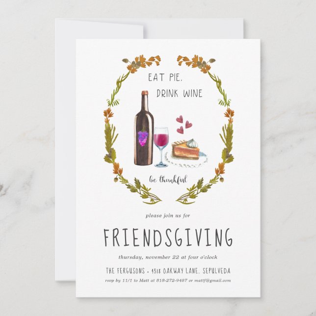 Inbjudan till Friendsgiving-tackfesten (Framsida)