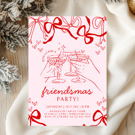 Inbjudan till Friendsmas-partiet i hand plockade