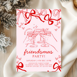 Inbjudan till Friendsmas-partiet i hand plockade