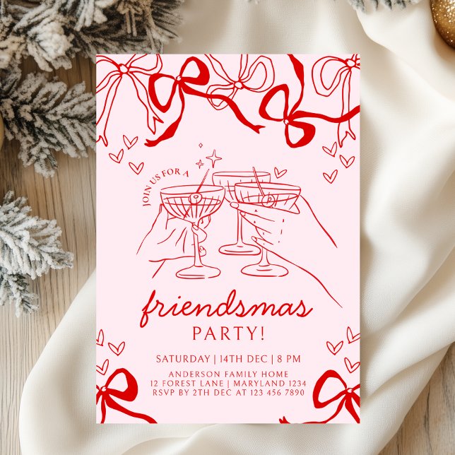 Inbjudan till Friendsmas-partiet i hand plockade (Skapare uppladdad)