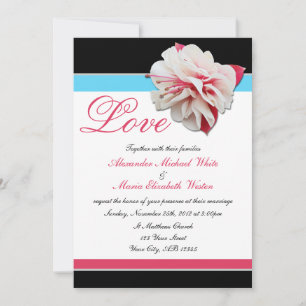 Inbjudan till Fuchsia Flower Rosa & Aqua Wedding