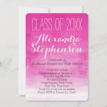 Inbjudan till Fuchsia Watercolor Studentfest