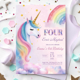 Inbjudan till fyra gånger Magic Unicorn 4e födelse