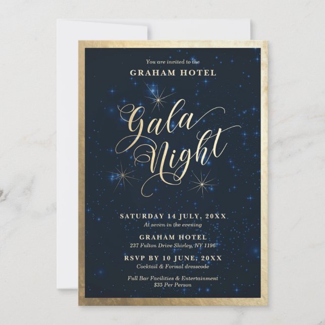 Inbjudan till Gala Natt Starry Nattkväll Himlar (Framsida)