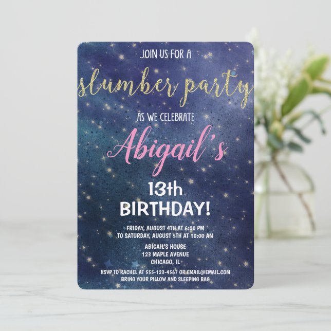 Inbjudan till galaxi sleepover till Slumber party- (Stående Fram)