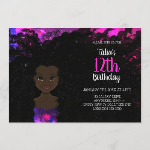Inbjudan till galaxy Girl Birthday Trollton 1