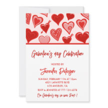 Inbjudan till Galentine-lunch Rosa och röda Vänner