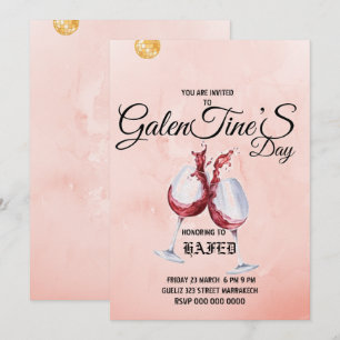Inbjudan till Galentine's Day-kopp blommodern rosa