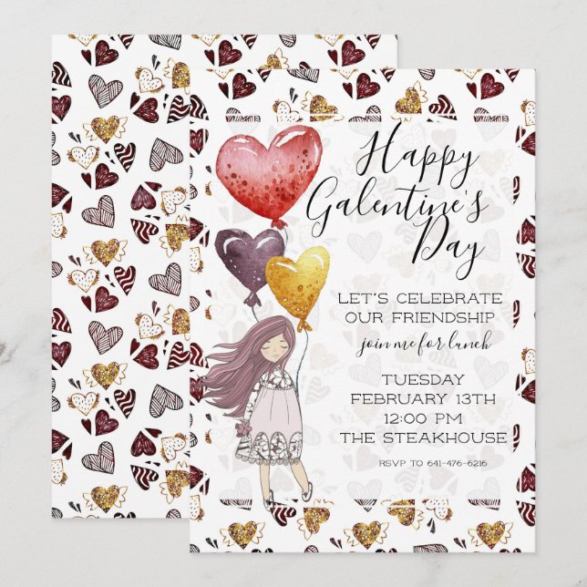 Inbjudan till galentins dagsljud (Fram/baksida)