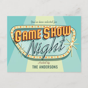 Inbjudan till Game Show Night-fest Vykort