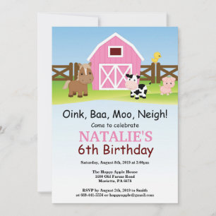 Inbjudan till gårdagens födelsedag Barnyard Party