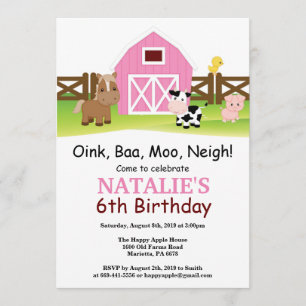 Inbjudan till gårdagens födelsedag Barnyard Party