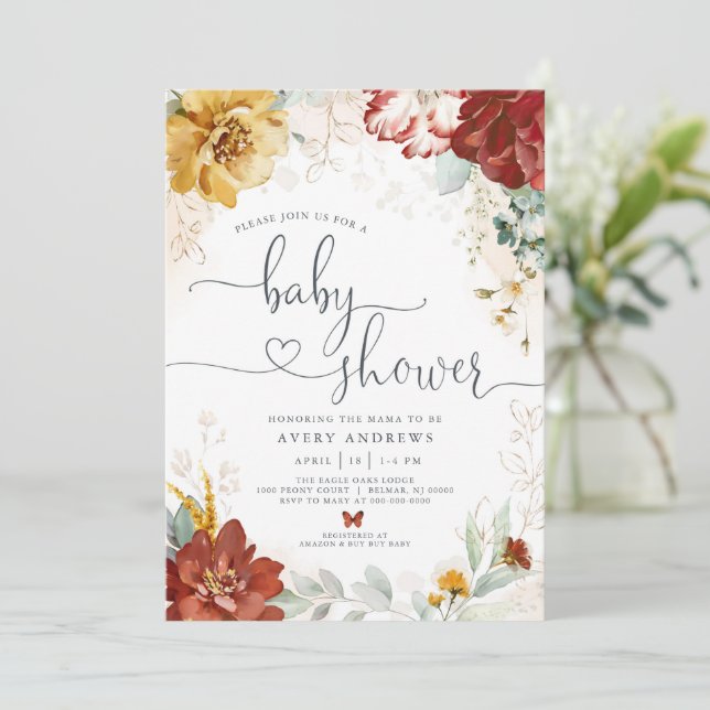 Inbjudan till Garden Blommigt Baby Shower (Stående Fram)