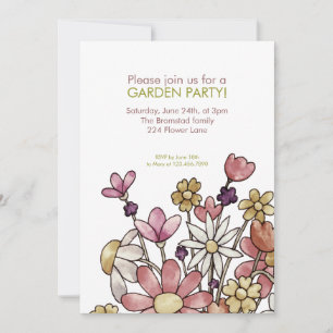 Inbjudan till Garden Party Watercolor Flowers