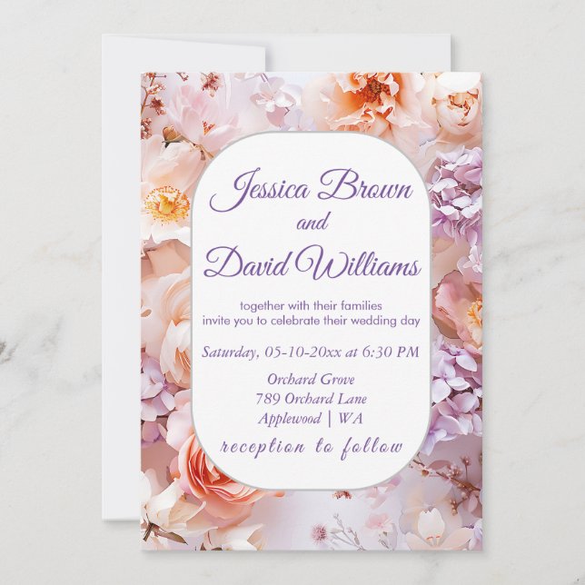  inbjudan till Garden Romantic-bröllop (Framsida)