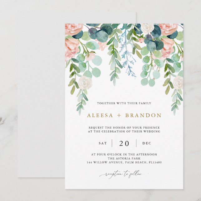  inbjudan till Garden Wedding (Fram/baksida)