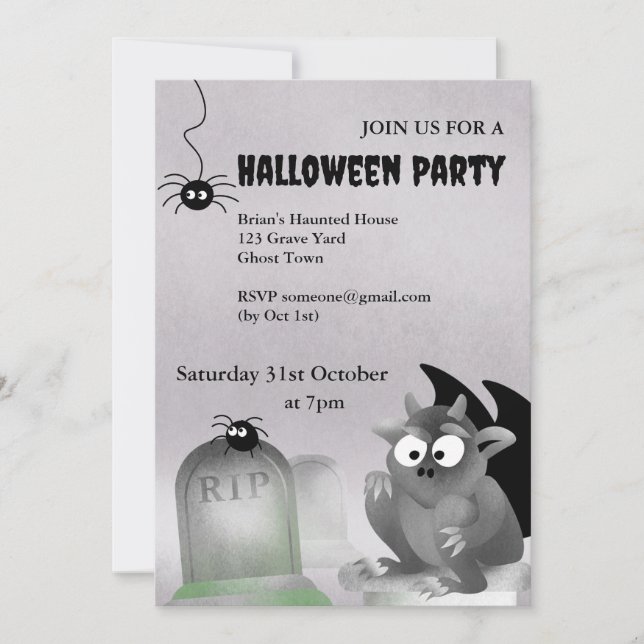 Inbjudan till Gargoyle Halloween fest (Framsida)