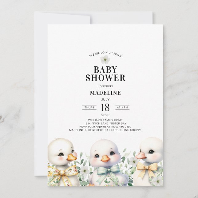 Inbjudan till gäss Kön Neutral Baby Shower (Framsida)
