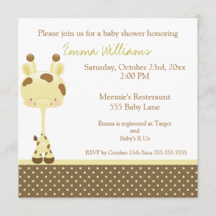 Inbjudan till gästfotograf Giraffe Baby Shower fli