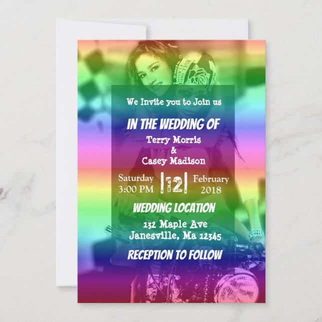 Inbjudan till Gay pride Rainbow Photo Wedding (Framsida)