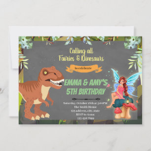 Inbjudan till gemensam fest för fe och dinosaurie