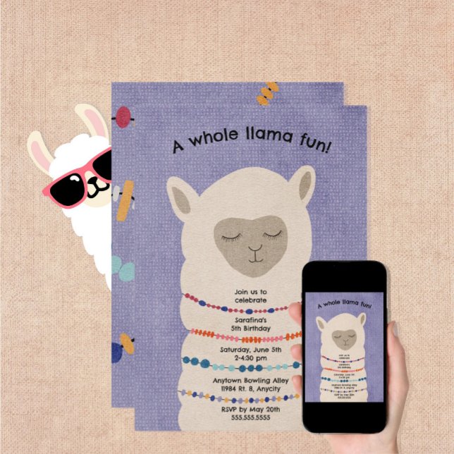 Inbjudan till gender för Llama Födelsedagsfest neu (Skapare uppladdad)