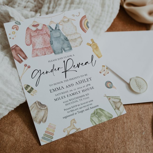 Inbjudan till gender Reveal Boho Clothes (Skapare uppladdad)