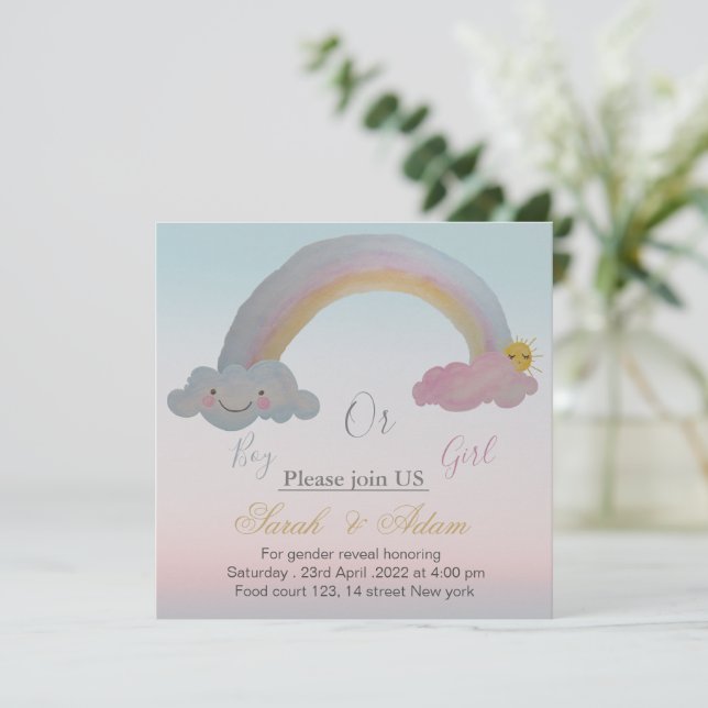 Inbjudan till gender Reveal och babydusch (Stående Fram)