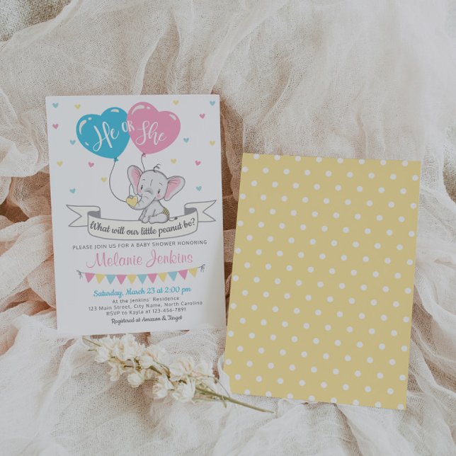 Inbjudan till gender Reveal Party Elephant (Skapare uppladdad)