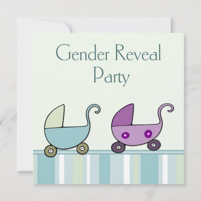 Inbjudan till gender Visa Party Barnvagn (Baksida)