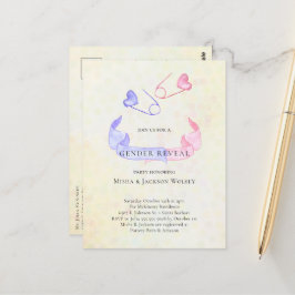Inbjudan till gender Visa Rosa Blue Pin Baby Showe