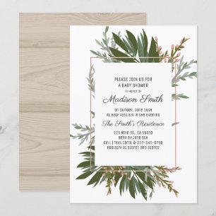 Inbjudan till Geometric and Greenery Baby Shower