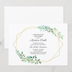 Inbjudan till Geometric and Greenery Baby Shower