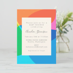 Inbjudan till Geometric Baby Shower med färgstark