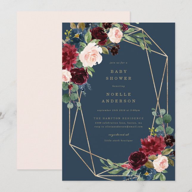 Inbjudan till Geometric Fall Elegance Baby Shower (Fram/baksida)