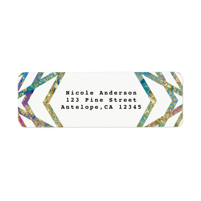Inbjudan till Geometric Glam Färg & Guld-partiet Returadress Etikett (Framsidan)