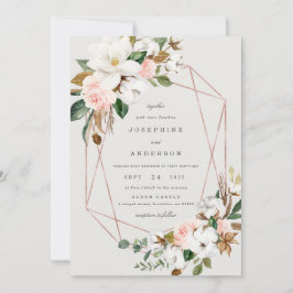 Inbjudan till Geometric Magnolia Cotton Wedding