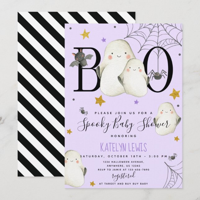 Inbjudan till Ghost Baby Shower (Fram/baksida)