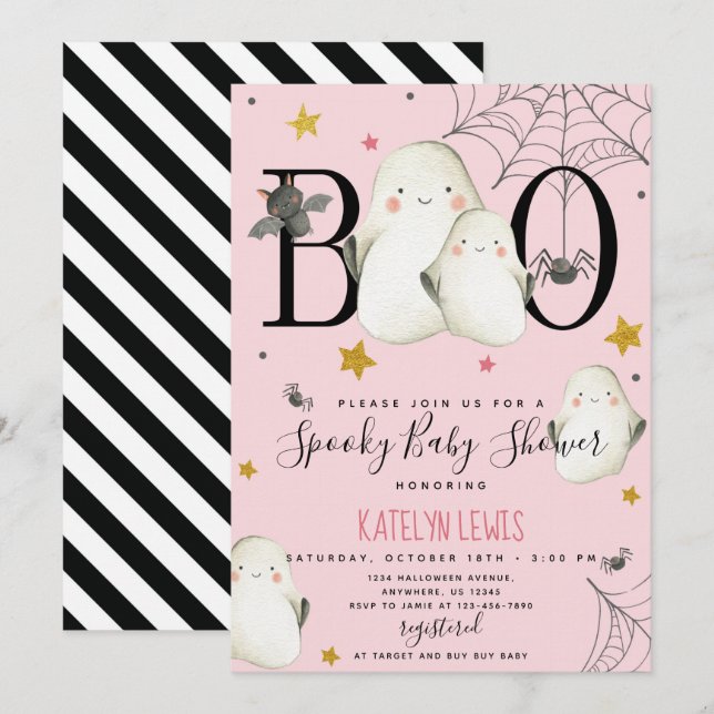 Inbjudan till Ghost Baby Shower (Fram/baksida)