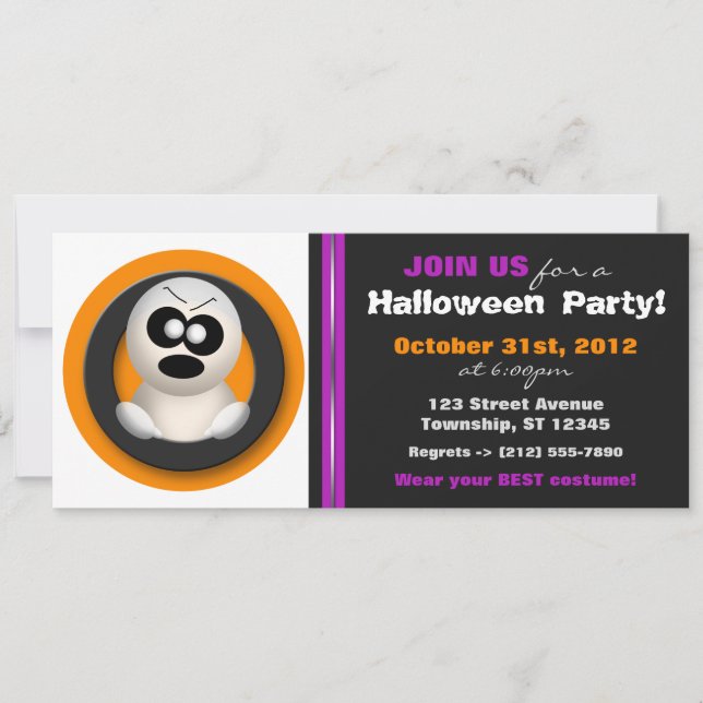 Inbjudan till Ghost Orange Lila Halloween fest (Framsida)