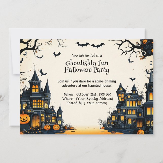 Inbjudan till Ghoulishly Roligt Halloween fest (Framsida)