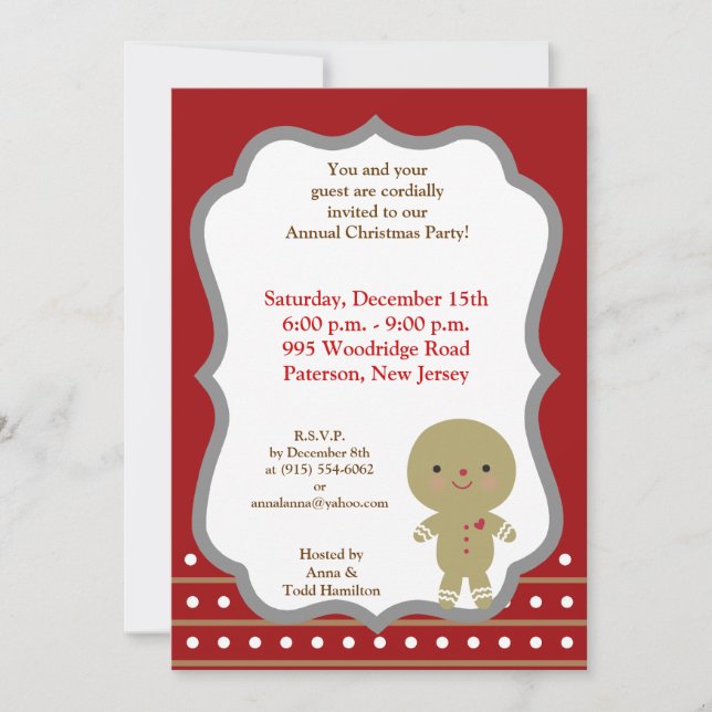 Inbjudan till Ginger Bread Man 5 x 7 (Framsida)