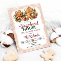 Inbjudan till Gingerbread Hus Dekoration Fest