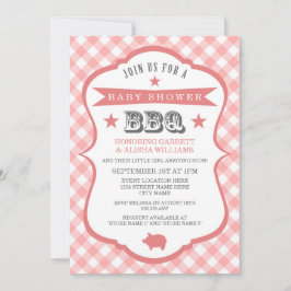 Inbjudan till Gingham Barbecue Baby Shower/Coral