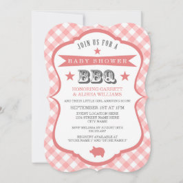 Inbjudan till Gingham Barbecue Baby Shower/Coral