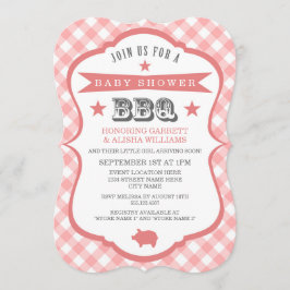 Inbjudan till Gingham Barbecue Baby Shower/Coral