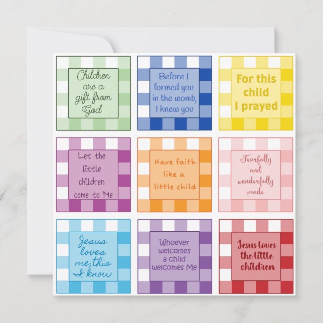Inbjudan till Gingham Bible verse Baby Shower (Framsida)